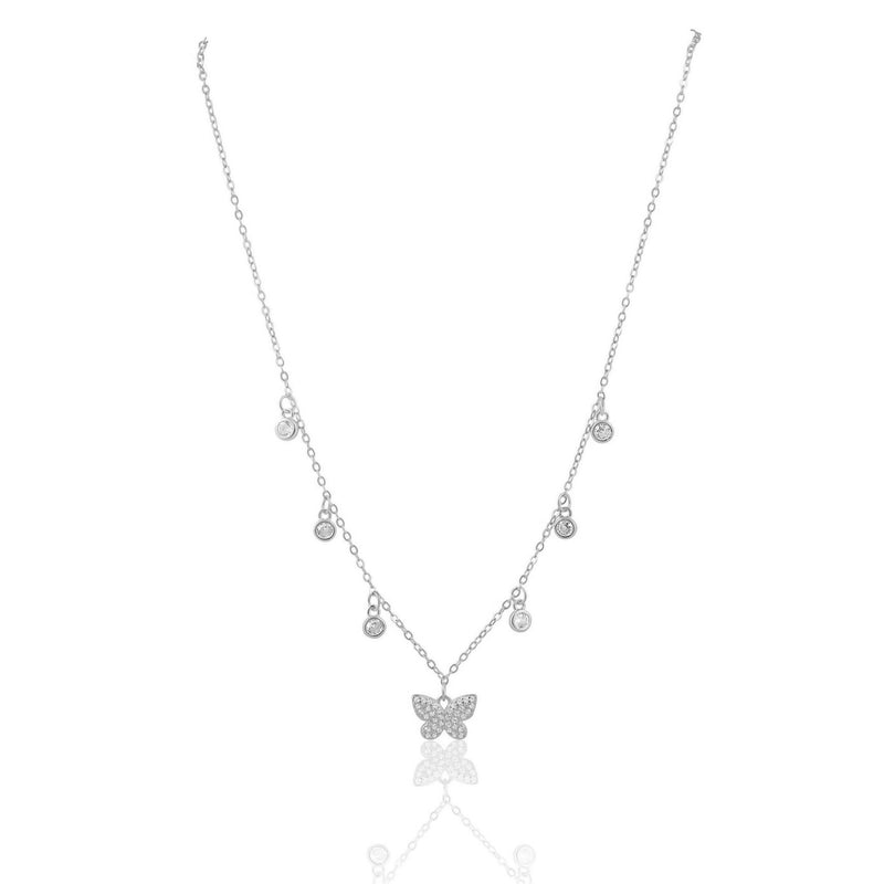 Crystal Butterfly Pendant - Rope Necklace or Omega - SK2581